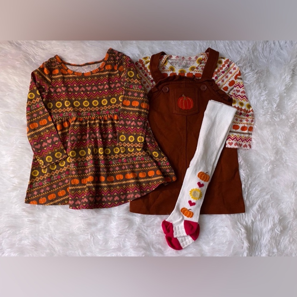 Baby Girl Size 9 - 12 Month Fall Autumn Bundle Lot Halloween Dress Outfit Onesie